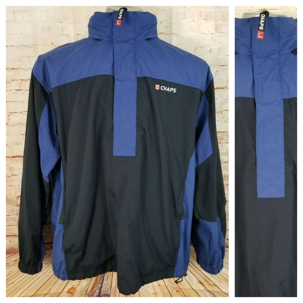 Chaps Blue and Black Lightweight Nylon Pullover Jacket